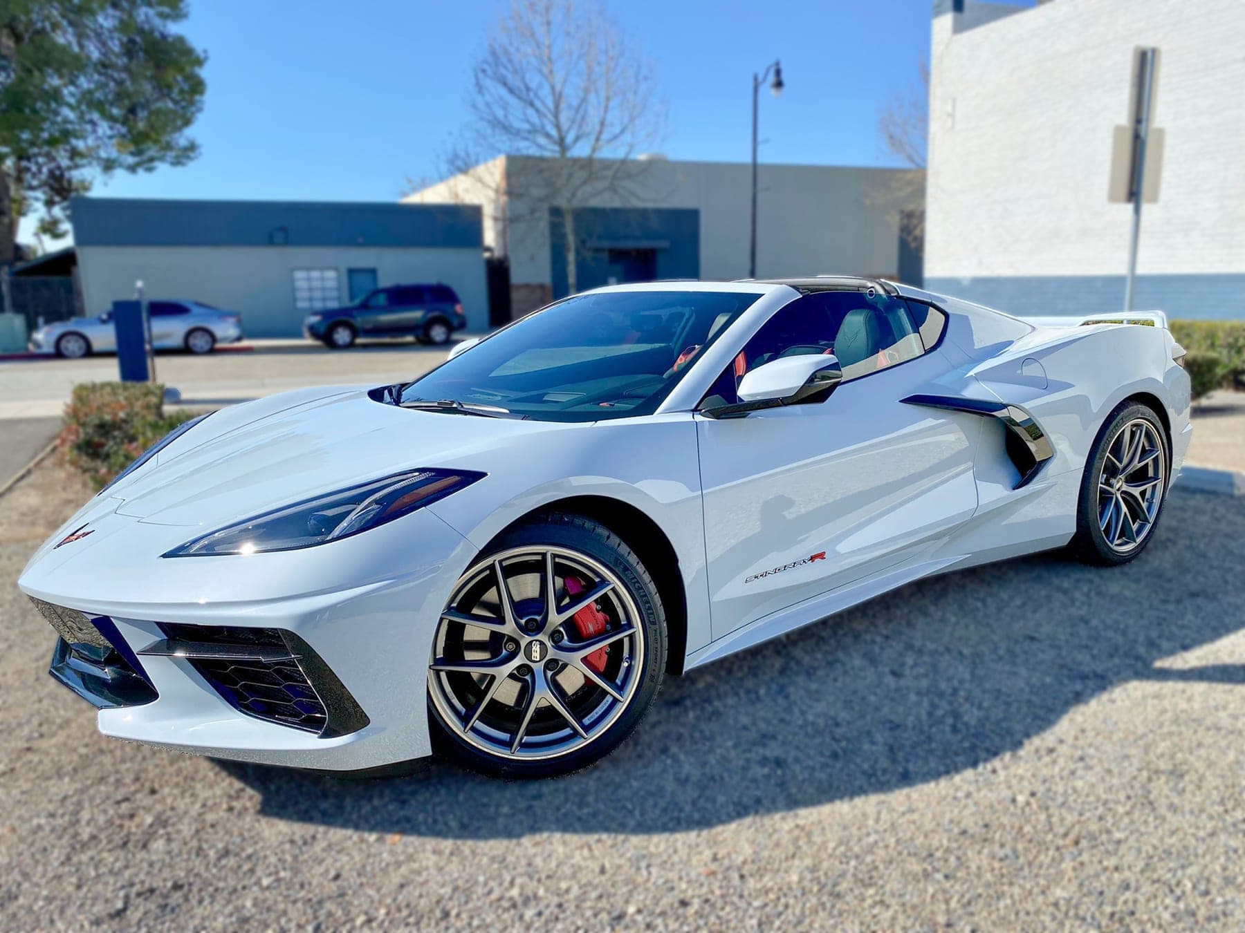 White Corvette C8 Z06 with window tint installed by OC House of Tint