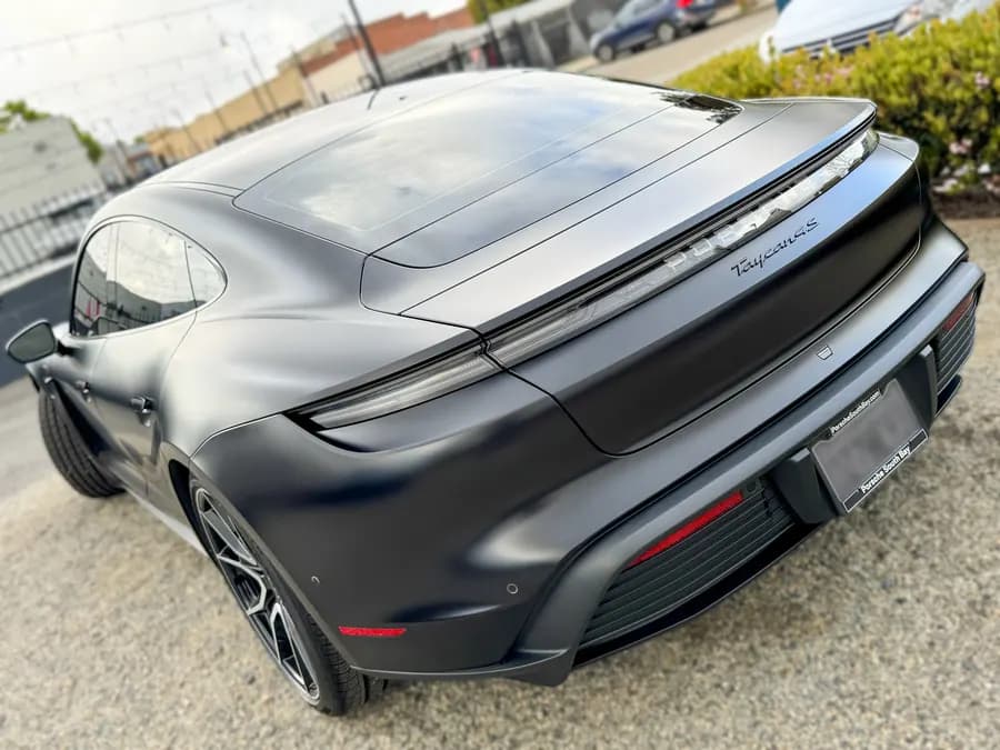 Paint protection film on a Porsche Taycan