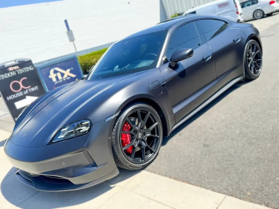 Paint protection film on a Porsche Taycan