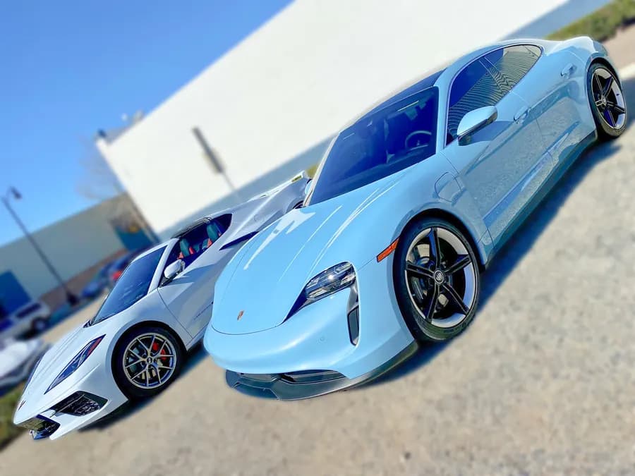 Porsche Taycan shop process photo at OC House of Tint