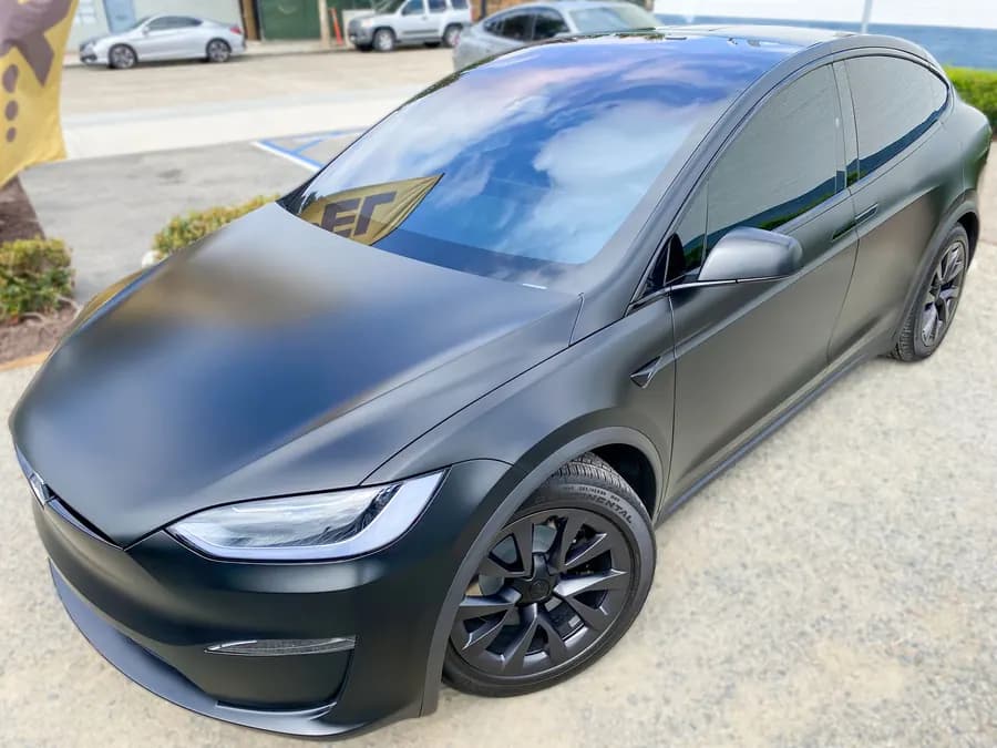 Paint protection film on a Tesla Model X