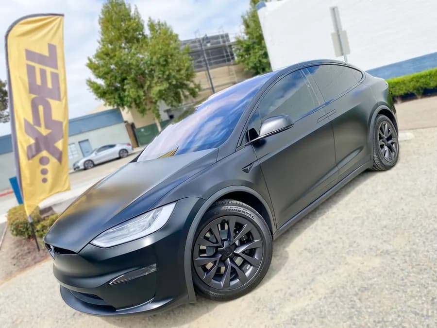 Paint protection film on a Tesla Model X