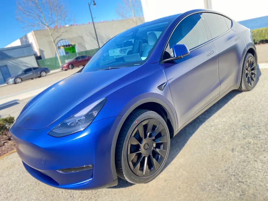 Paint protection film on a Tesla Model Y