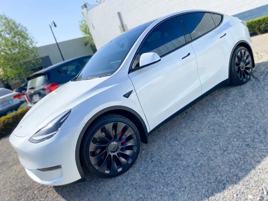 Tesla Model Y with window tint installed by OC House of Tint