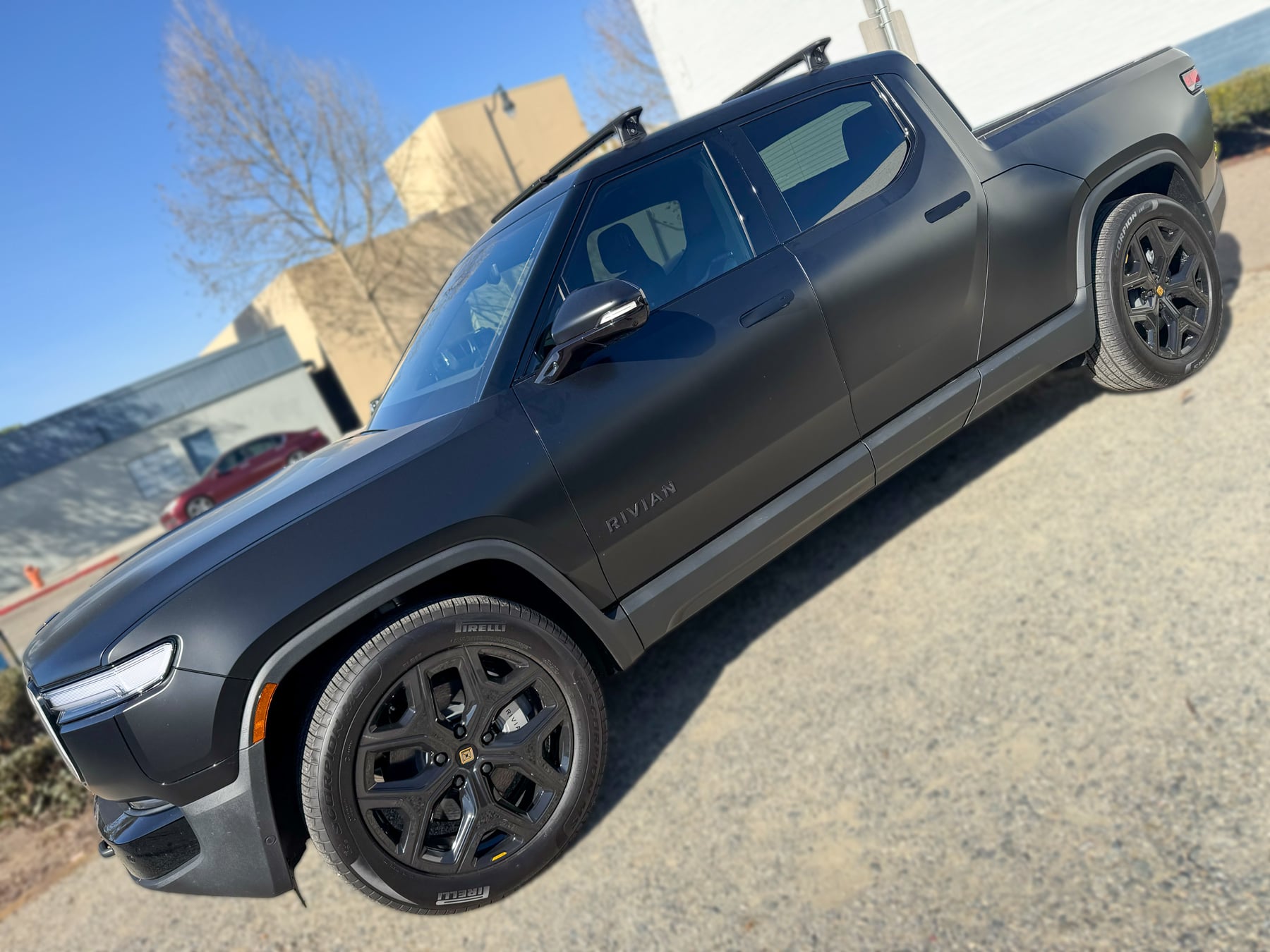 Black Rivian R1T window tint example at OC House of Tint