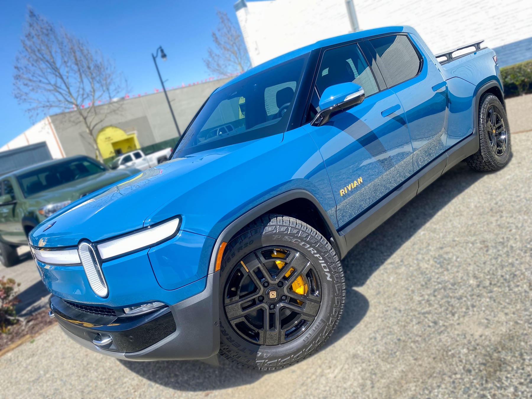 Blue Rivian R1T window tint example at OC House of Tint