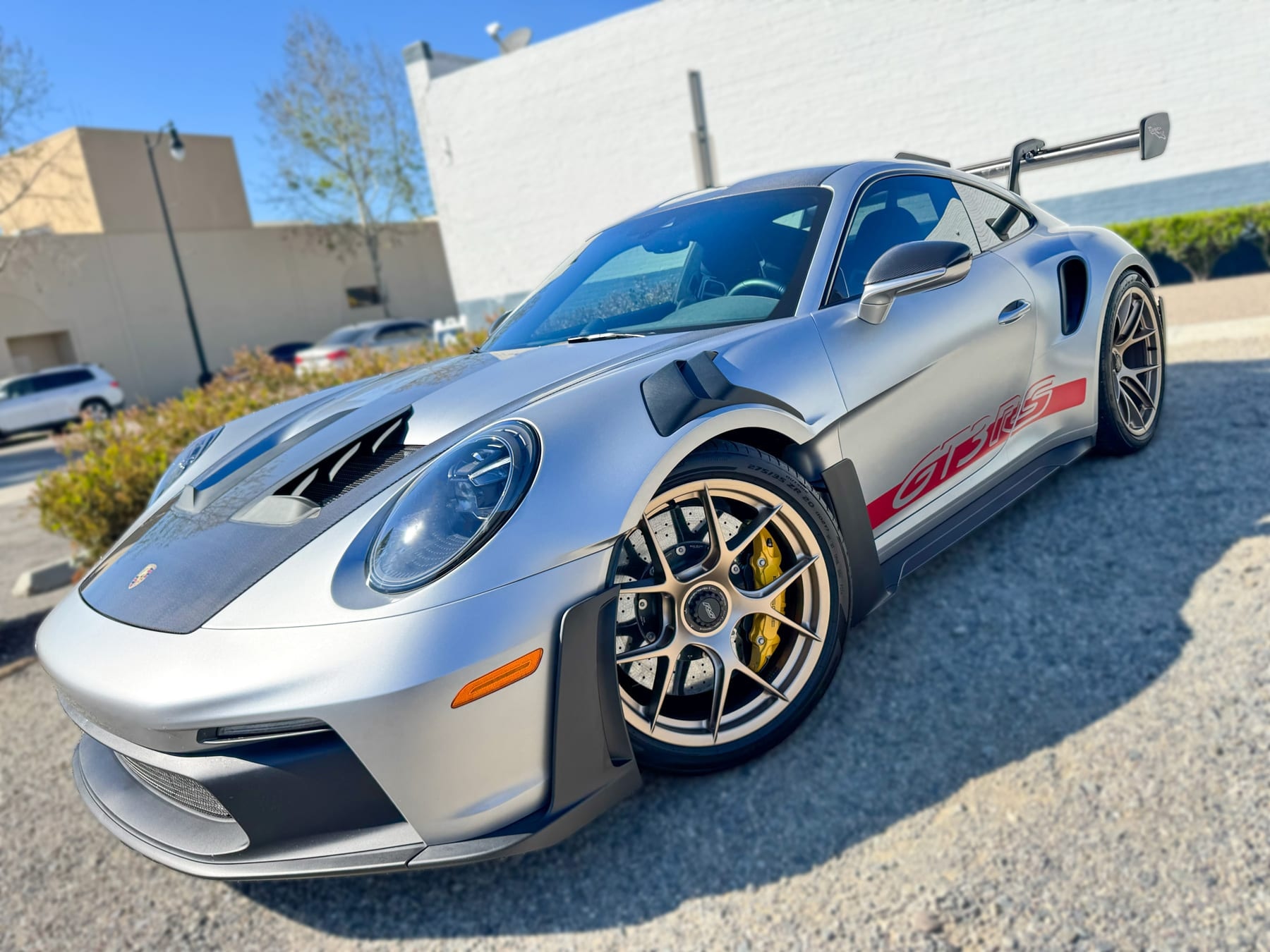 Silver Porsche 911 GT3 RS with tinted windows, completed at OC House of Tint