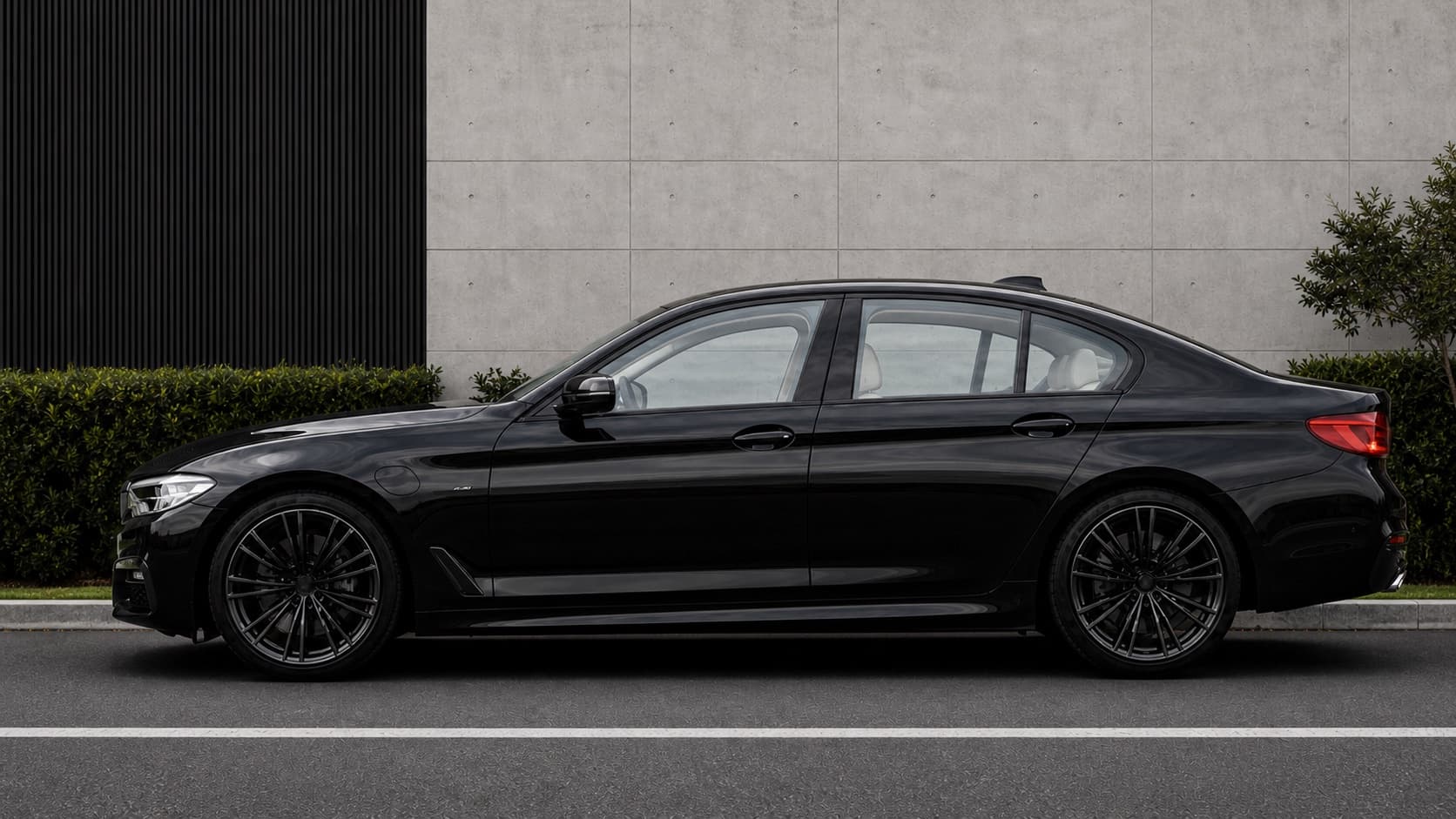 Black luxury sedan with clear glass for tint shade simulator preview
