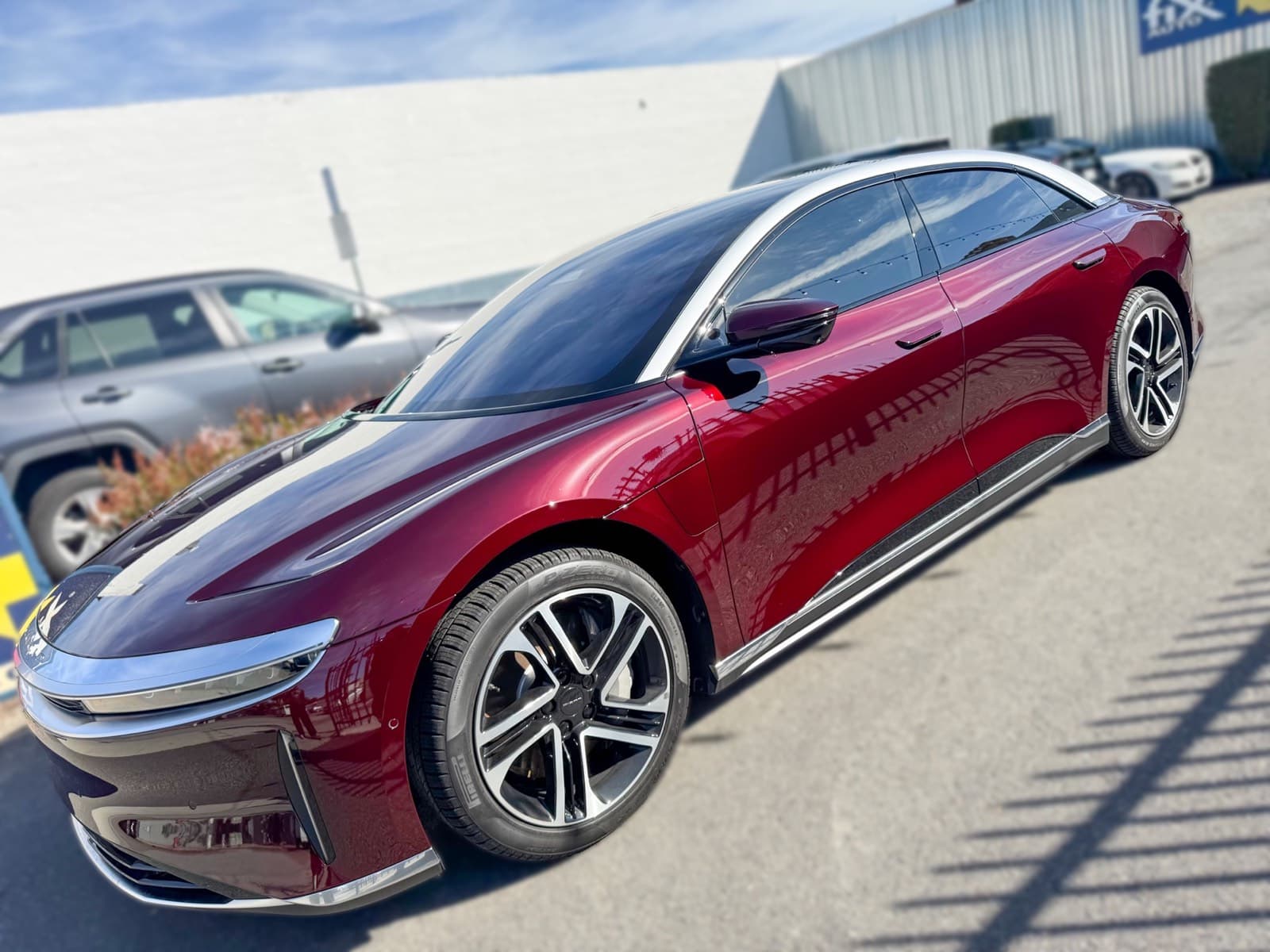 Lucid Air ceramic window tint installation in Orange County with XPEL nano ceramic film